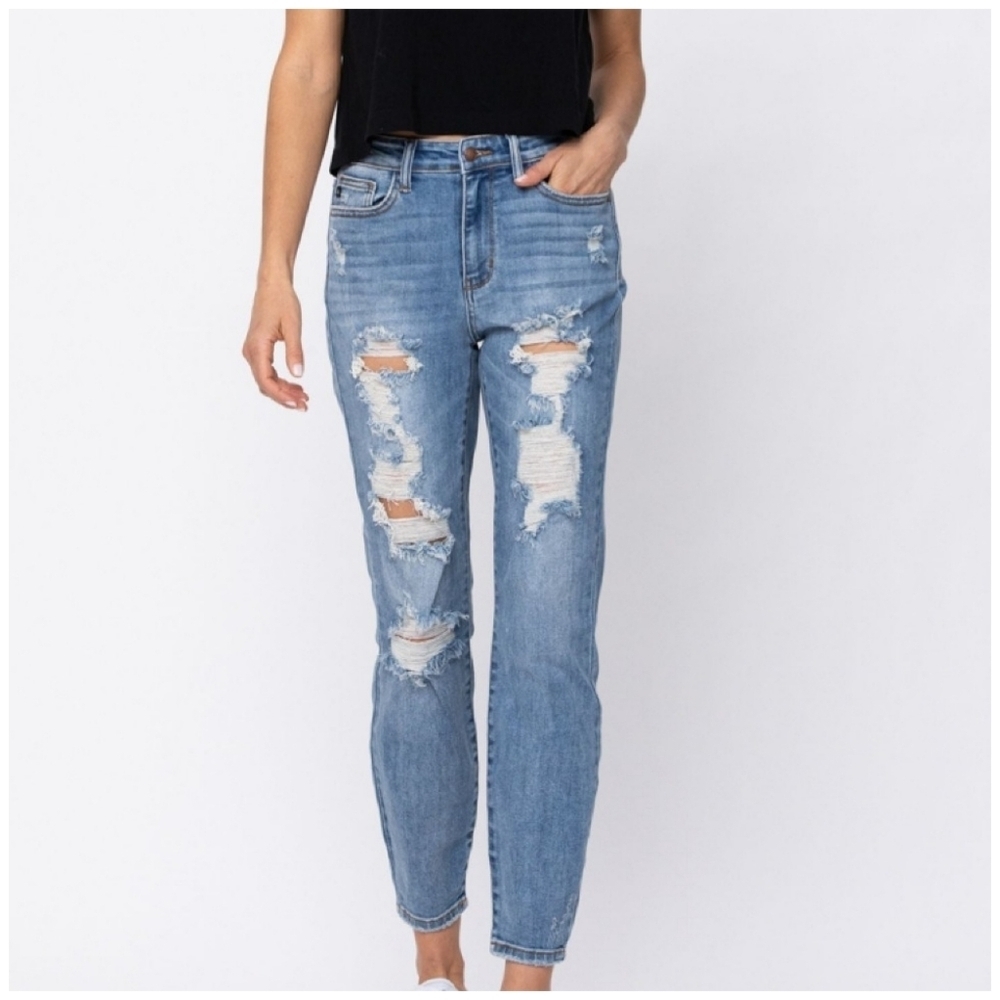 Sz 3/26 Judy Blue Boyfriend Distressed Jeans
